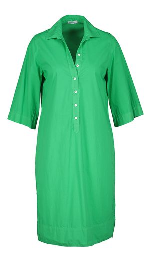 Groene katoenen jurk met knopen en korte mouwen Rosso35
