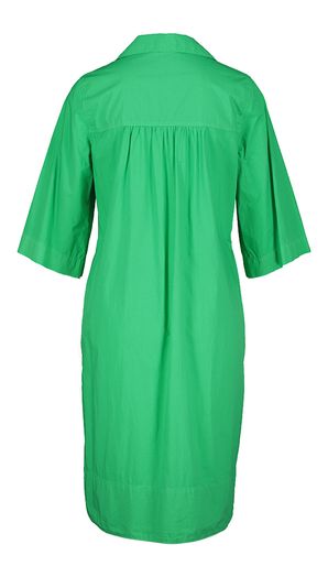 Groene katoenen jurk met knopen en korte mouwen Rosso35
