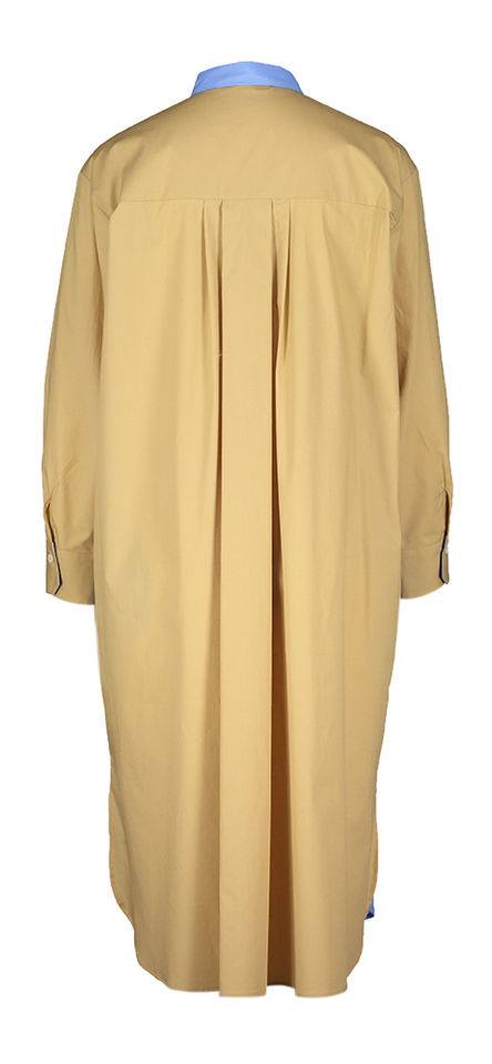 Blauwe katoenen lange hemdjurk met beige achterkant Rosse 35