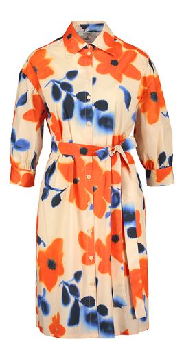 Jurk in multicolor bloemenprint en lint Suzanne Blue Bay