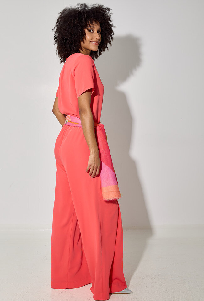 Koraalkleurige geklede broek Becca Blue Bay