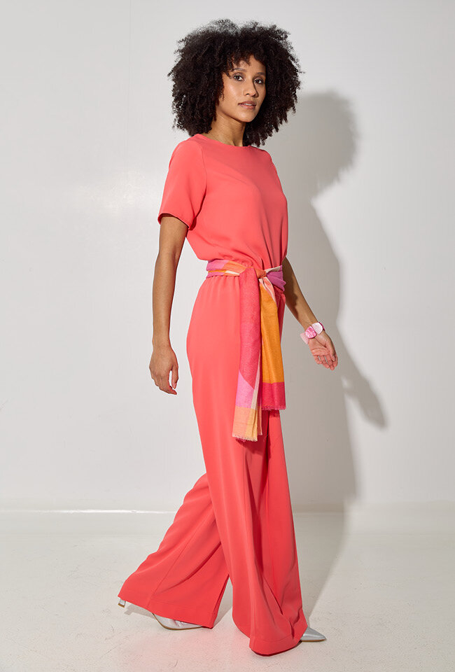 Koraalkleurige geklede broek Becca Blue Bay