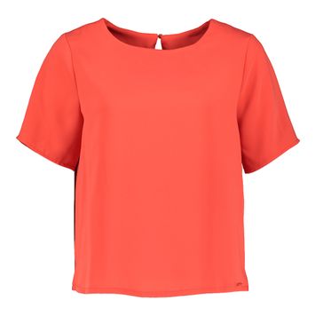 Koraalkleurige blouse met boothals en korte mouwen Rosaline Blue Bay