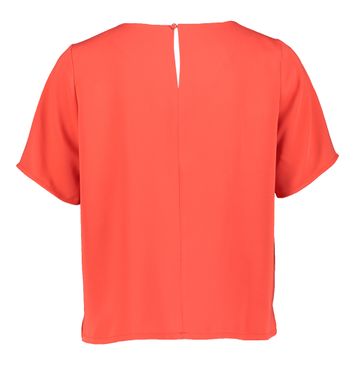 Koraalkleurige blouse met boothals en korte mouwen Rosaline Blue Bay