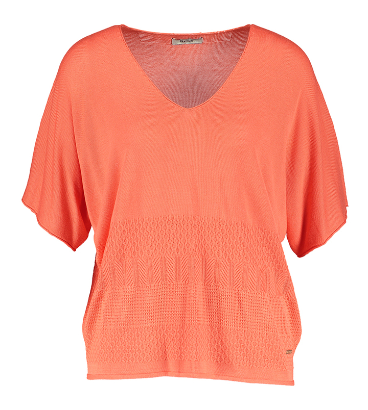Koraalkleurige top met V-hals Octavia Blue Bay