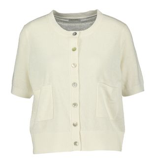 JC Sophie Ecru cardigan met knopen en korte mouwen