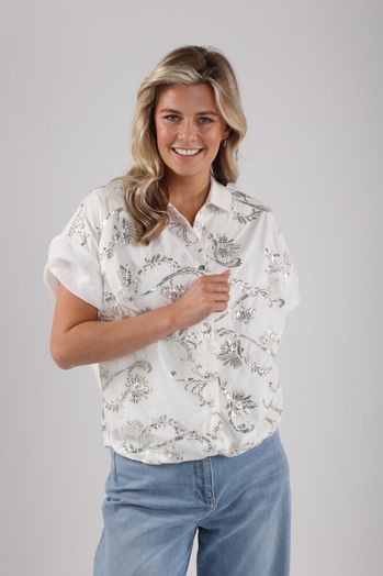 Witte bloes met zilveren pailetten Catalina Nukus 