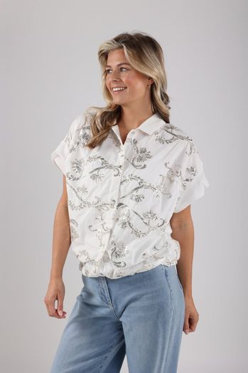 Witte bloes met zilveren pailetten Catalina Nukus 