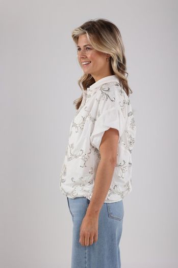 Witte bloes met zilveren pailetten Catalina Nukus 