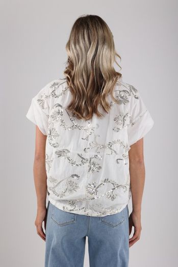 Witte bloes met zilveren pailetten Catalina Nukus 