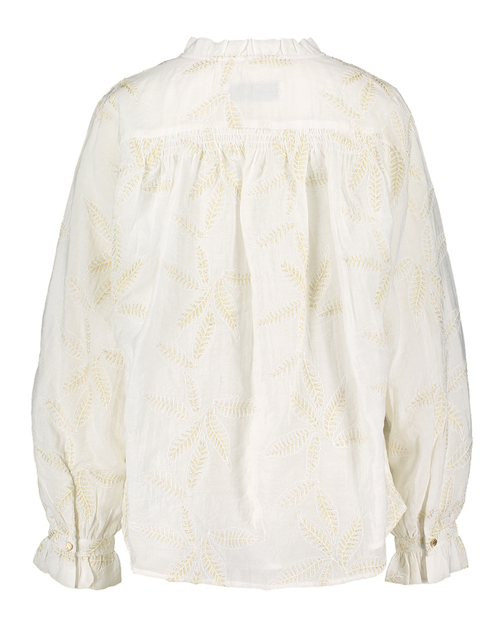 Witte bloes met gouden bloemenprint Jenna Nukus