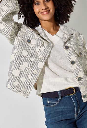 Beige oversized vest met print en pailetten Harmony Nukus 