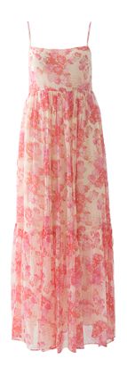 Max & Moi Beige lange mouwloze jurk in roze bloemenprint Razania