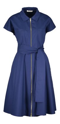 Max & Moi Donkerblauwe jurk met goudkleurige rits Ranne