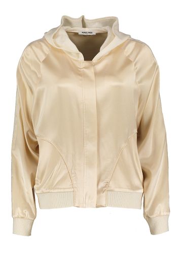 Parelmoerkleurige glanzende gilet met rits en kap Gadine Max & Moi