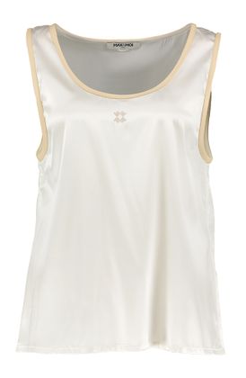 Max & Moi Parelmoerkleurige top met beige detail Taila