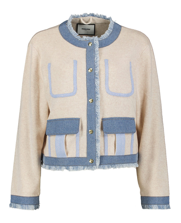 Beige trui met jeans detail Max & Moi