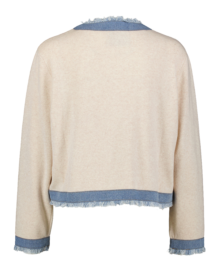 Beige trui met jeans detail Max & Moi