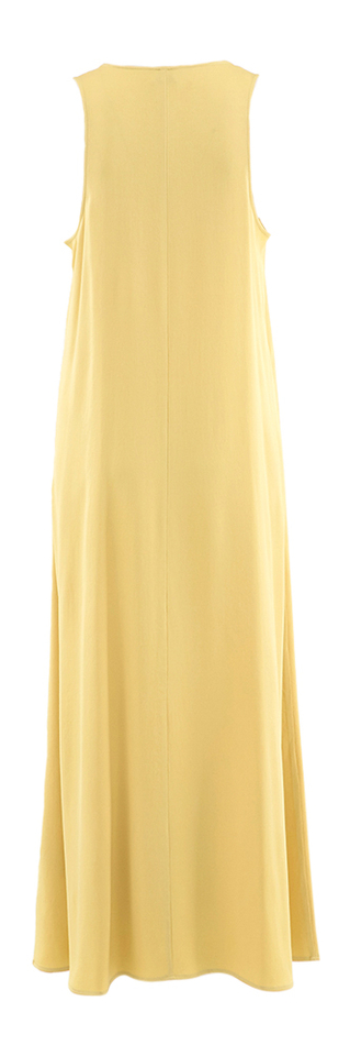 Okergele lange mouwloze jurk met V-hals Cenla Drykorn