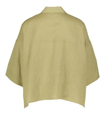 Kakigroene linnen blouse met driekwart mouwen Yarika Drykorn