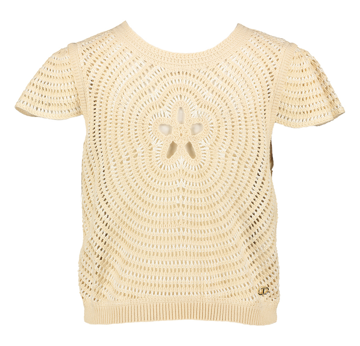 Beige gehaakte pull met knopen op de rug Twinset 