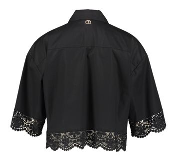 Zwarte korte bloes met broderie Twinset 