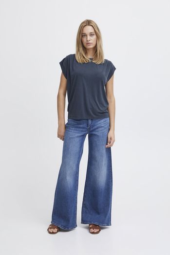 Blauwe t-shirt met korte mouwen Ichi 