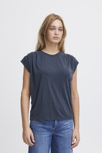 Blauwe t-shirt met korte mouwen Ichi 