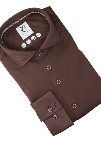 Donkerbruin katoenen hemd (regular fit )