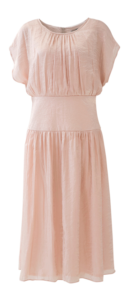 Oudroze glanzende lange jurk met korte mouwen Aroski Atmos
