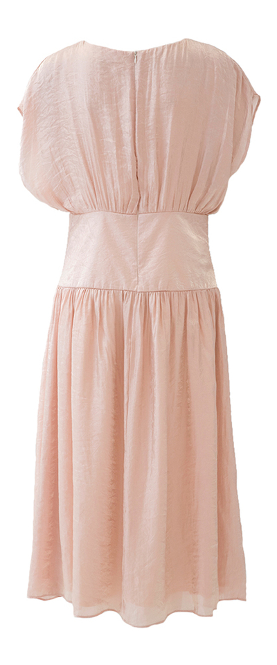 Oudroze glanzende lange jurk met korte mouwen Aroski Atmos