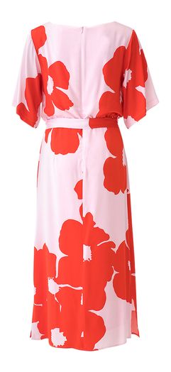 Roze maxi-jurk met rode bloemenprint Namina Senso 