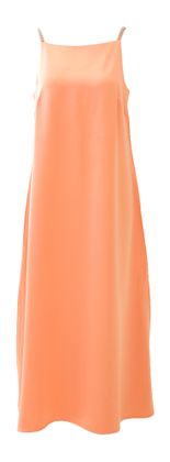 SENSO Koraalkleurige glanzende mouwloze lange jurk met details in strass Esenza