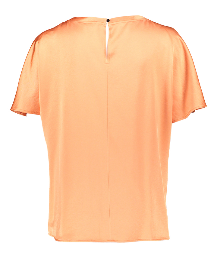 Abrikooskleurige glanzende blouse met korte mouwen Esenza Senso