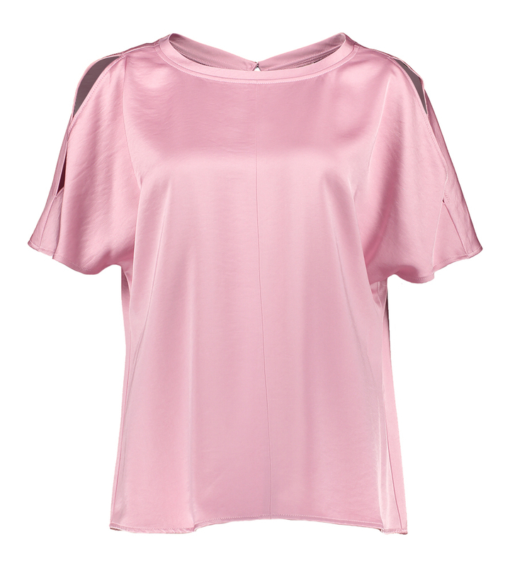 Roze glanzende bloes met open schouder Esenza Senso