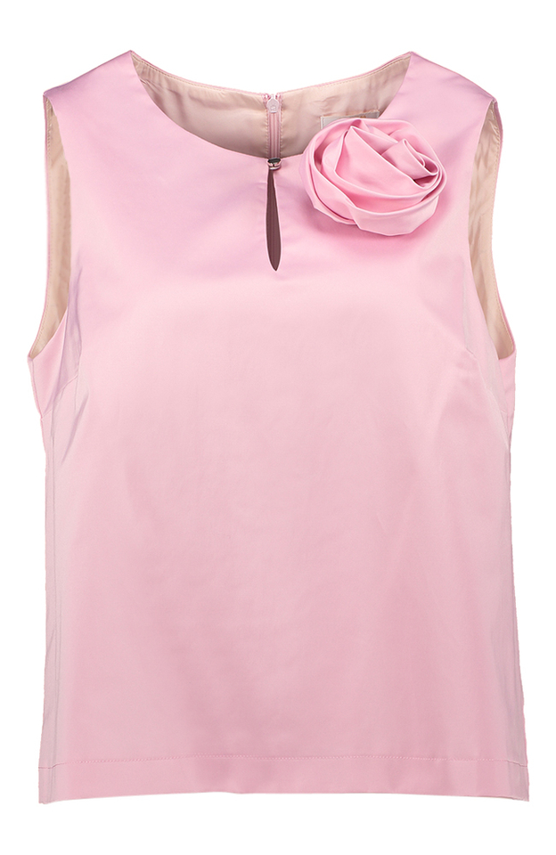 Roze top met broche Famo Senso