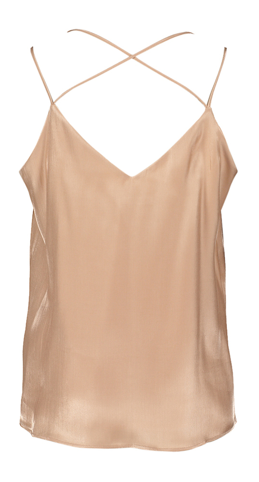 Roze glanzende top met gekruiste bandjes Cuma Senso