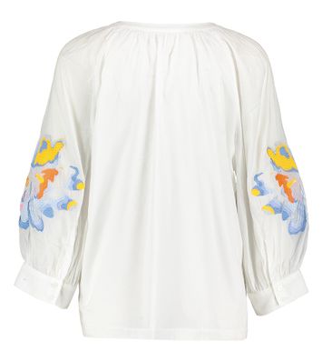 Witte bloes met bloemenprint op de mouw Gitta Senso