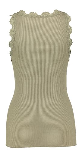 Kaki top met kant Rosemunde
