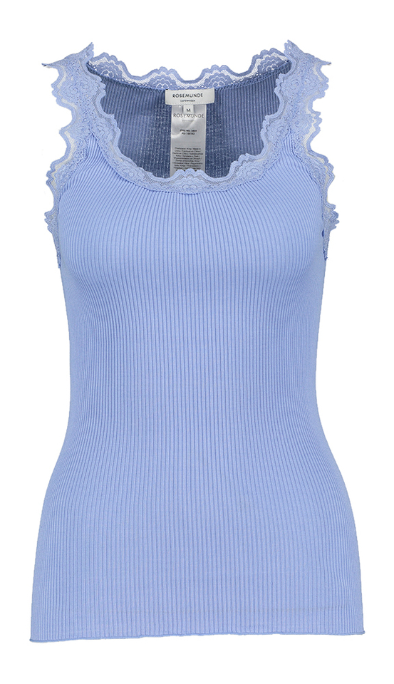 Blauwe top met kant Rosemunde