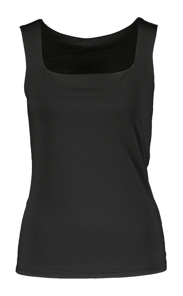 Zwarte glanzende top met stretch Rosemunde