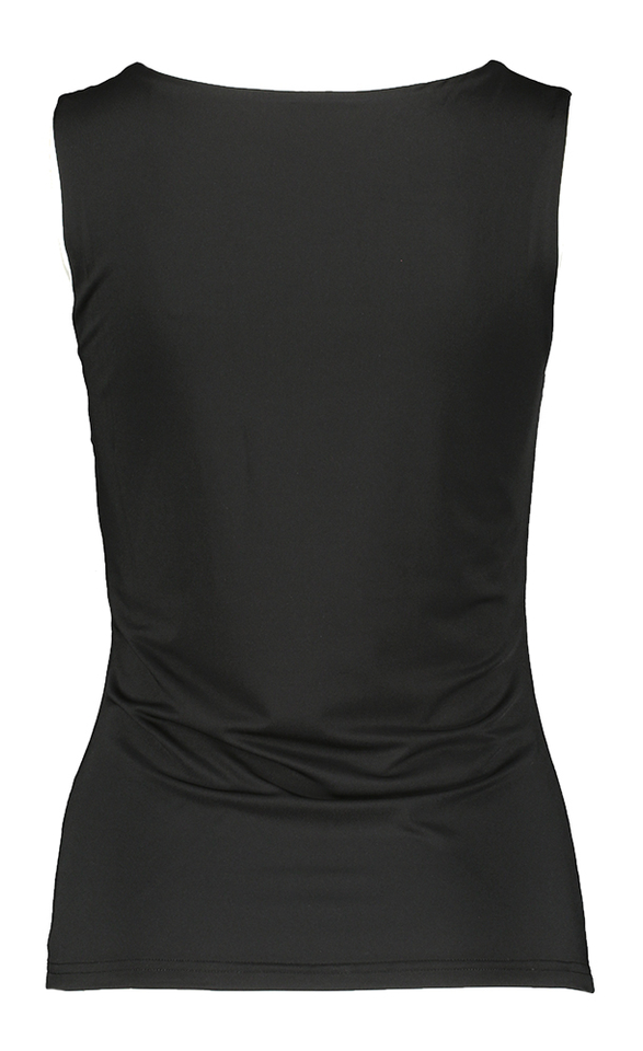 Zwarte glanzende top met stretch Rosemunde