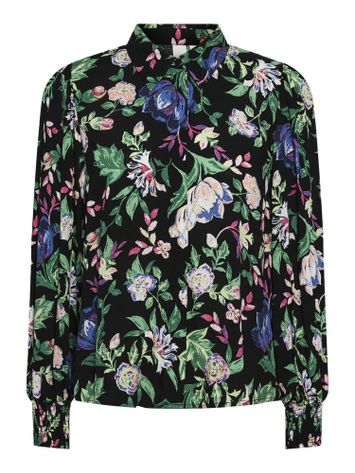 Zwarte bloes in multicolor bloemenprint Yasalira Y.A.S
