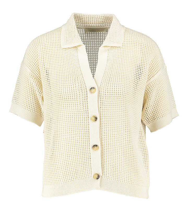 Beige gehaakte pull met korte mouwen en knopen Edelweiss Vanessa Bruno