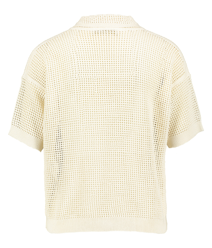 Beige gehaakte pull met korte mouwen en knopen Edelweiss Vanessa Bruno