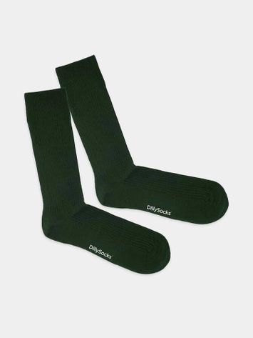 Donkergroene geribbelde kousen Ribbed Forest Green Dillysocks