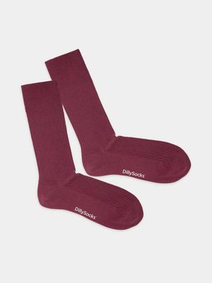 Bordeaux geribbelde kousen Ribbed Wine Red Dillysocks