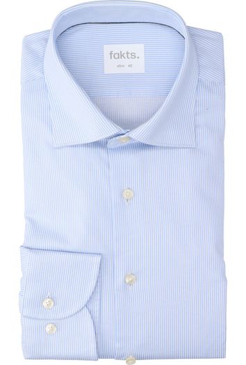 Blauw en wit gestreept katoenen hemd (slim fit) met lange mouwen Fakts