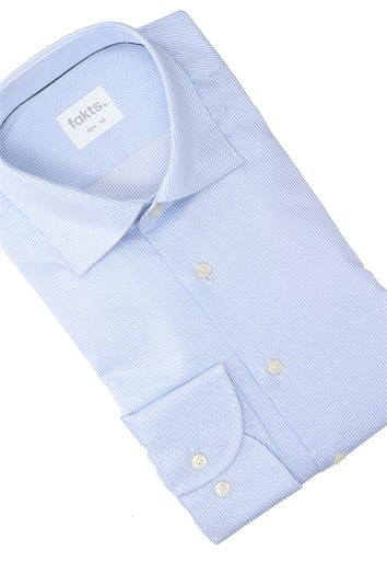 Blauw en wit gestreept katoenen hemd (slim fit) met lange mouwen Fakts