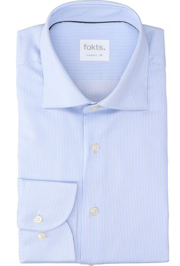 Blauw en wit gestreept katoenen hemd (regular fit) met lange mouwen Fakts